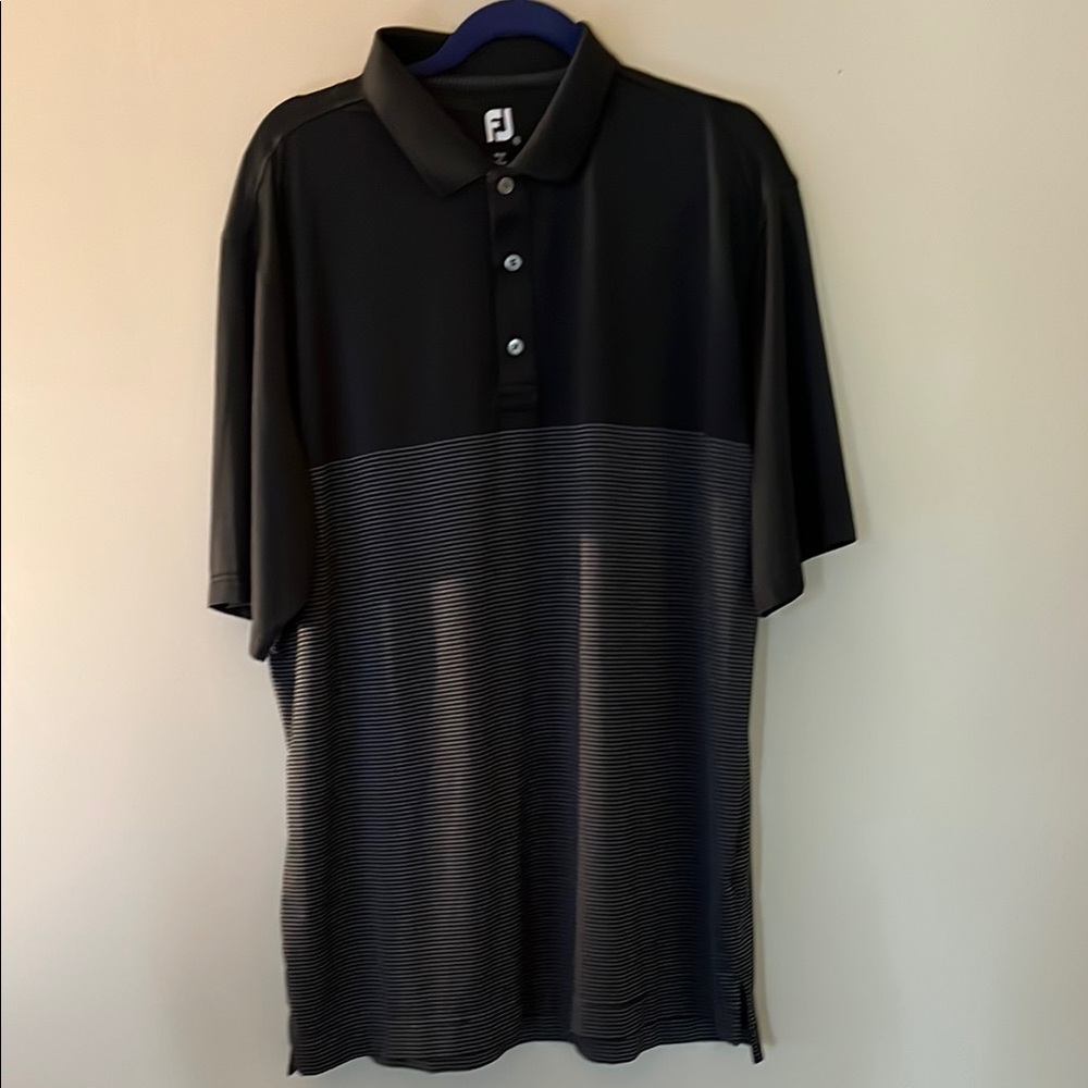 FootJoy Men's Black and Gray Polo Shirt